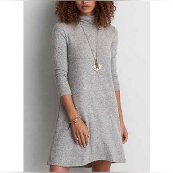 American Eagle long sleeve soft gray turtleneck dress size small - Picture 2 of 6